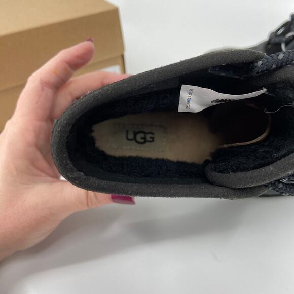 UGG Greda Duck Boots Leather Upper Wool Blend Waterproof Black Size 5.5M - Picture 11 of 12
